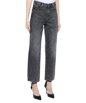 Straight-fit crystal-embellished jeans