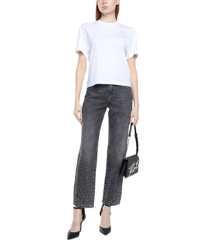 Straight-fit crystal-embellished jeans