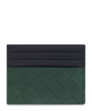 Woven design leather cardholder