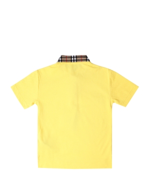 Short sleeve polo shirt with button collar