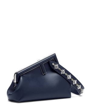 Leather clutch with crystals