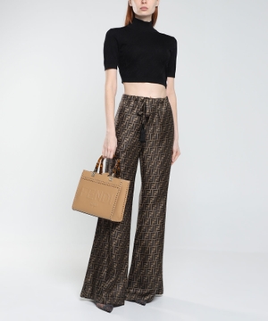 Silk trousers with monogram