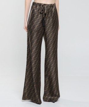 Silk trousers with monogram