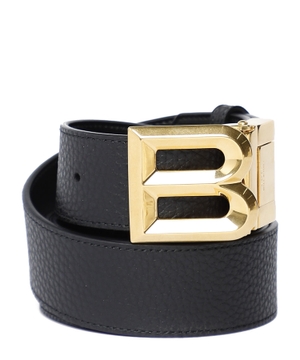 Leather belt with logo