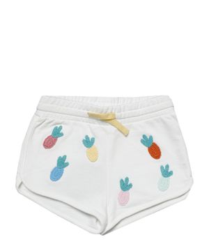 Elastic waist shorts with embroidery details