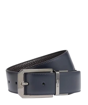 Logo engraved leather belt