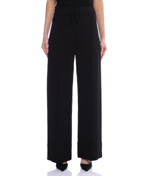 Elastic waist straight-fit pants