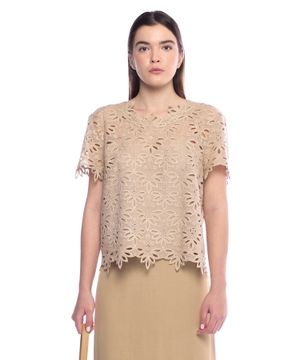 Lace design short sleeve top