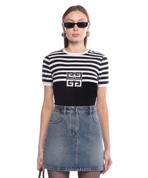 Logo embroidered striped T-shirt