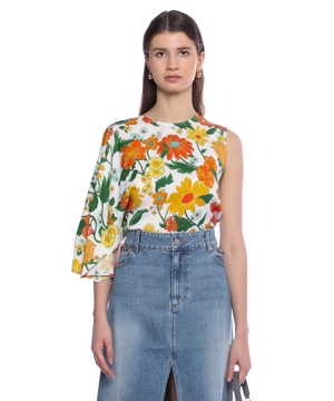 Lady Garden printed one-sleeve top