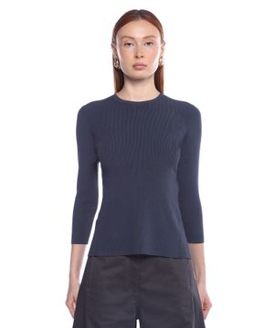 Ribbed long-sleeve top with cut-out detail