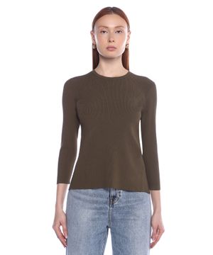 Ribbed long-sleeve top with cut-out detail