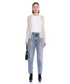 Straight-fit high-waist jeans