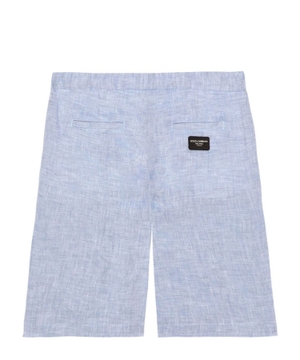 Straight fit linen shorts