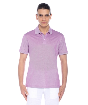 Short sleeve polo with button collar