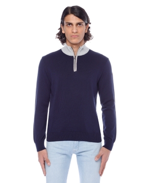 Long sleeve sweater with zipper collar