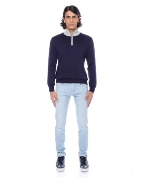 Long sleeve sweater with zipper collar