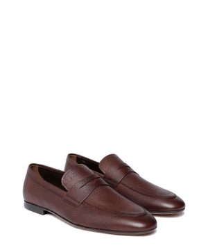 Leather loafers with logo detail