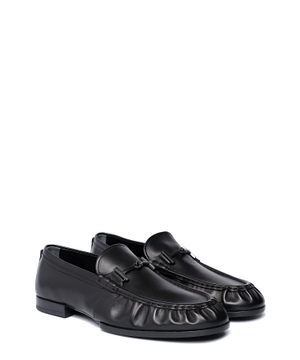 Logo plaque leather loafers