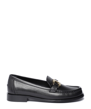 Leather loafers with logo detail