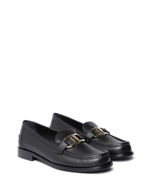 Leather loafers with logo detail