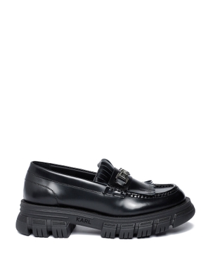 Leather loafers with logo detail