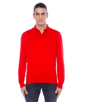 Long sleeve polo with classic collar