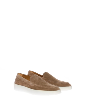 Embossed logo suede loafers