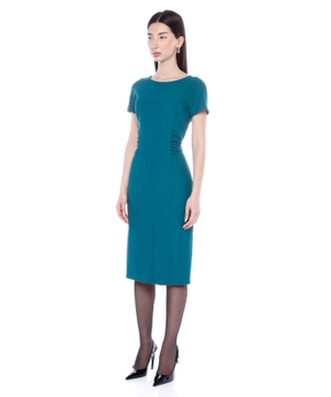 Round neck midi dress with short sleeves