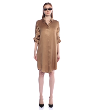 Chain silk shirt dress