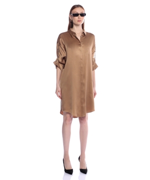 Chain silk shirt dress