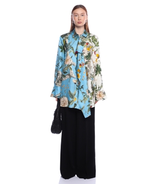 Floral-print silk blouse