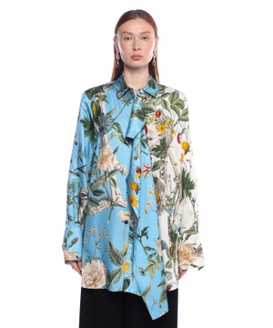 Floral-print silk blouse