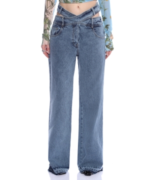 Criss cross waist jeans