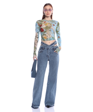 Criss cross waist jeans