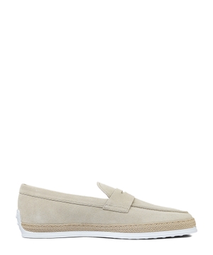 Suede loafers with woven sole