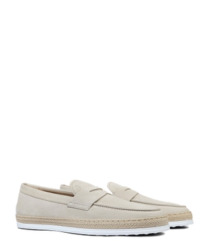 Suede loafers with woven sole