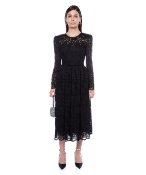 Lace design long sleeve Rochie dress