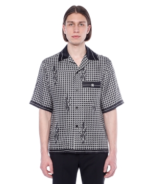 Houndstooth Bowling silk shirt with print