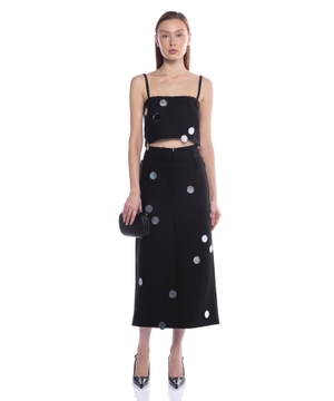 Midi skirt embellished with mirror details