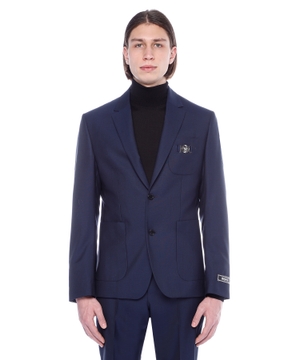 Medusa detail wool blazer with long sleeves