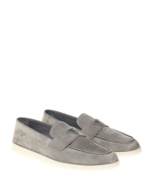 Suede loafers with logo detail