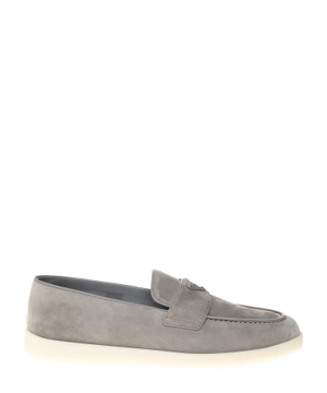 Suede loafers with logo detail