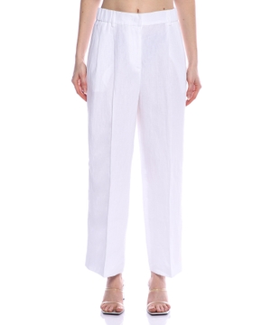 Linen straight-fit pants