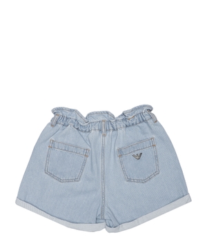 Elastic waist denim shorts