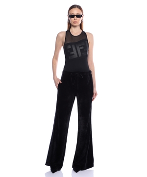 Elastic waist wide-leg pants