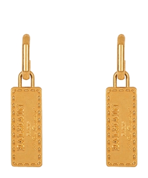 Logo detailed tubular earrings