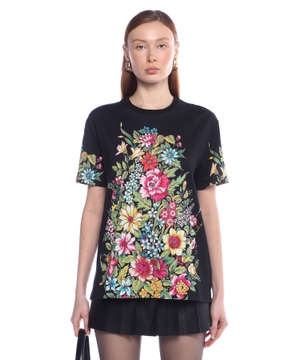 Floral-print cotton T-shirt