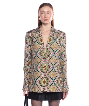 Printed silk blazer