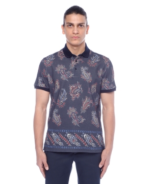 Short sleeve polo with paisley print